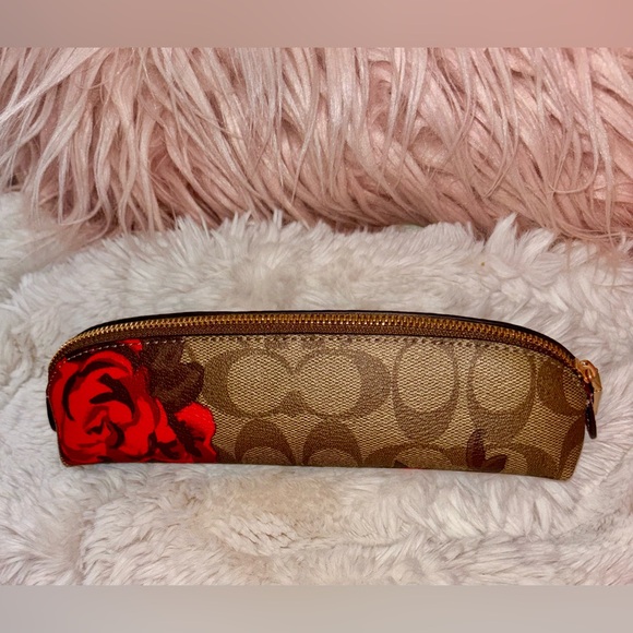 NEW Coach Jumbo Floral Khaki Multi Coated Canvas Pencil Case Makeup Bag - Picture 15 of 16